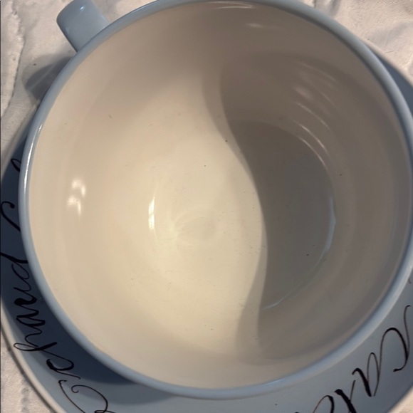 Elegant Blue Script Teacup and Saucer Set - Picture 2 of 6